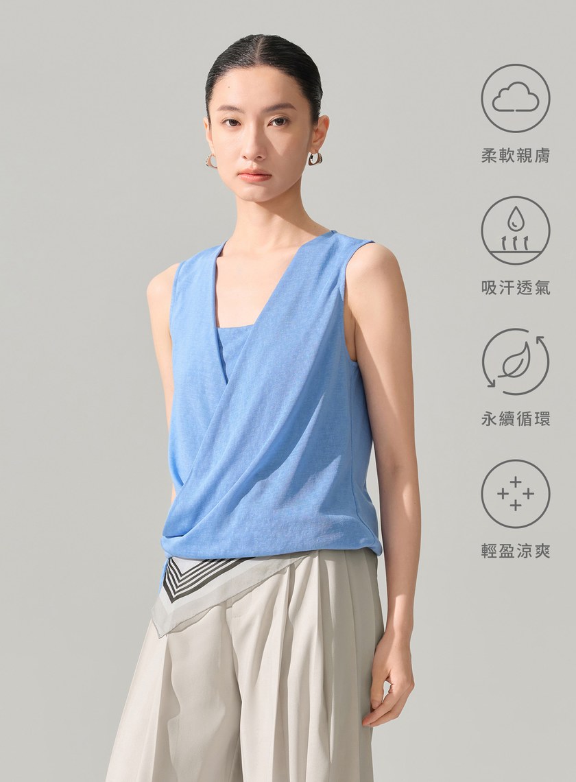 交叉領繫帶短版上衣