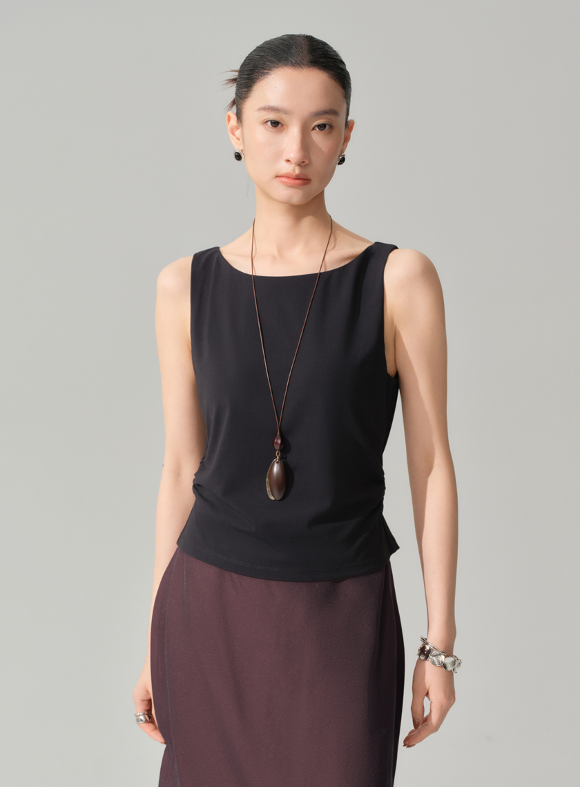 船領收腰涼感短袖上衣