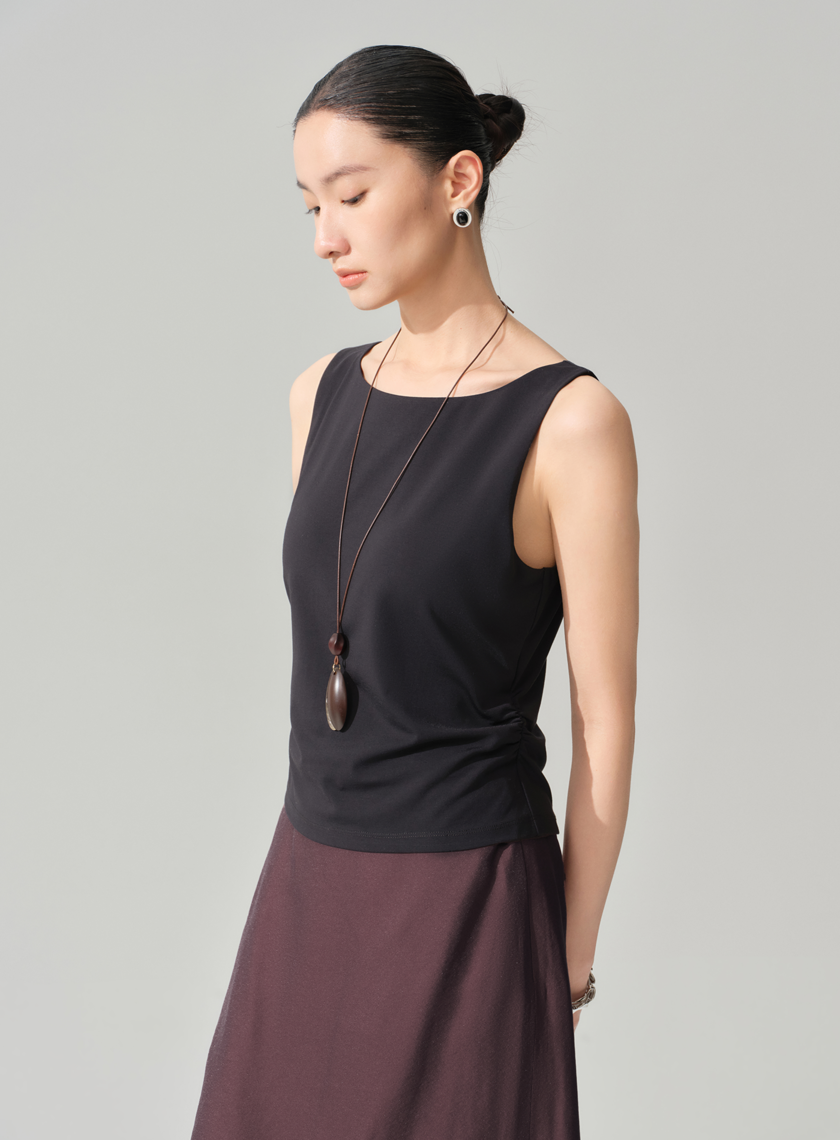 船領收腰涼感短袖上衣