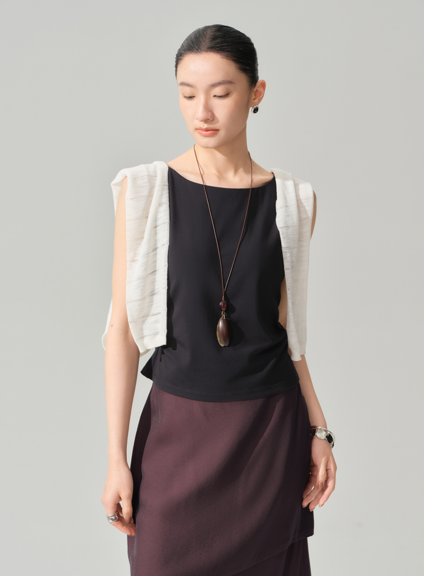 船領收腰涼感短袖上衣