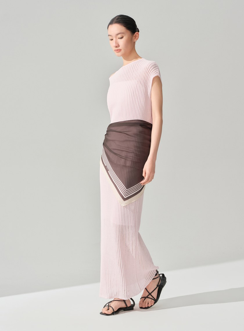 慵懶不對稱斜肩繫帶上衣