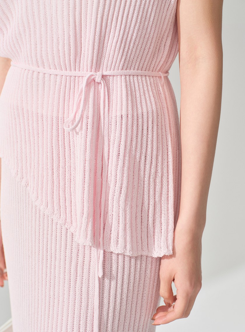 慵懶不對稱斜肩繫帶上衣