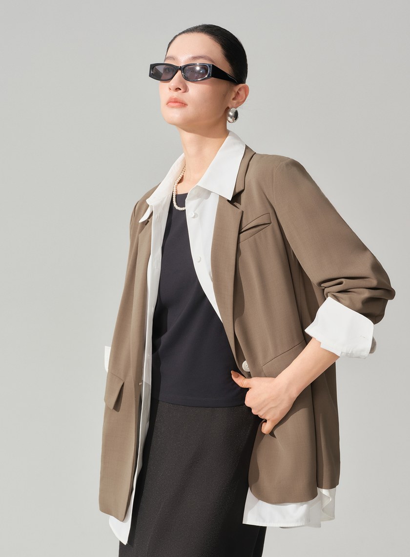 DISNEY｜拼接層次西裝外套