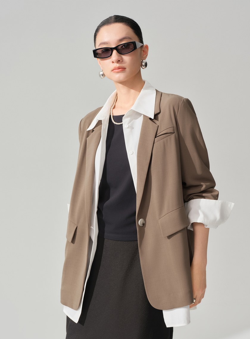 DISNEY｜拼接層次西裝外套