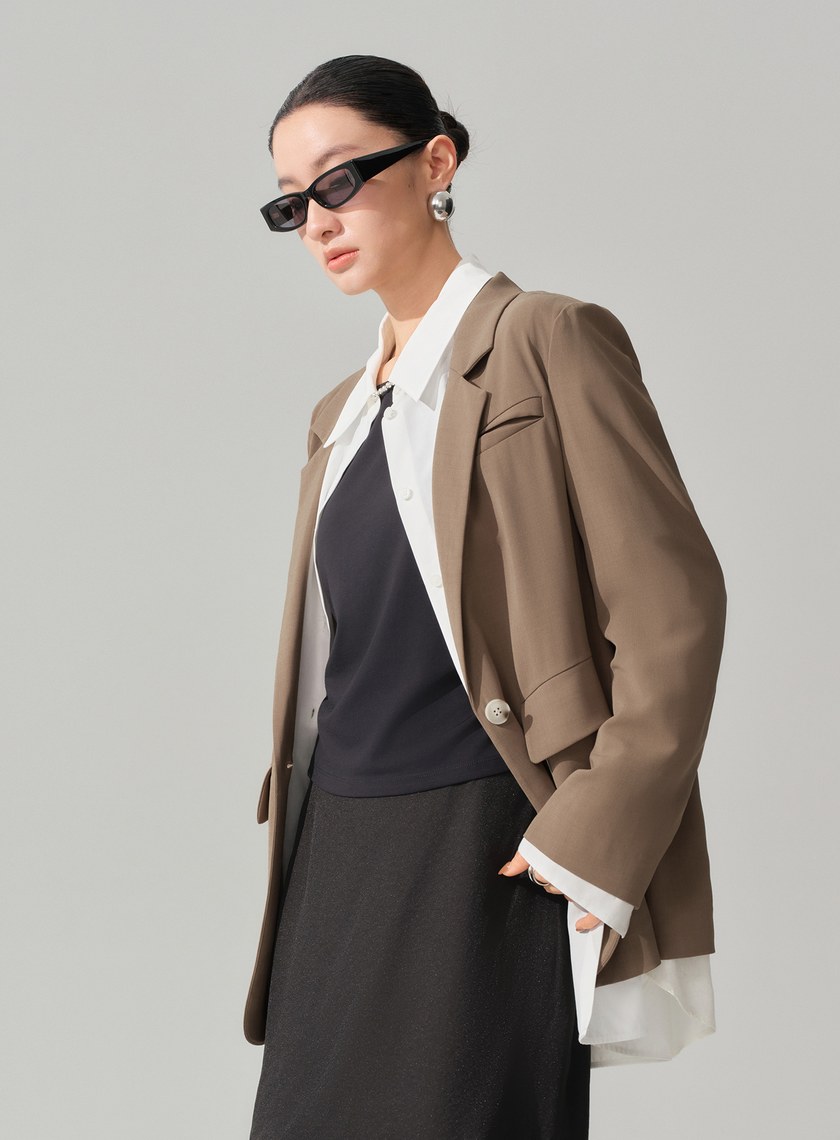 DISNEY｜拼接層次西裝外套