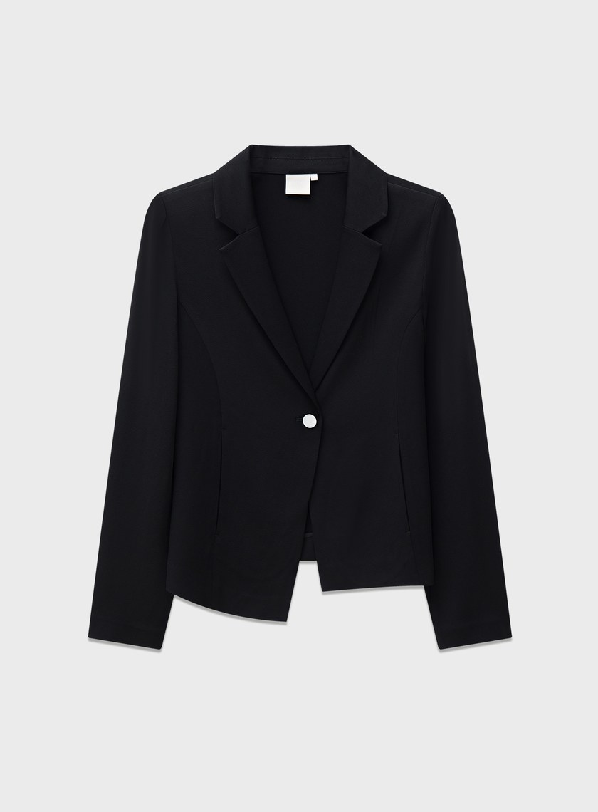 不對稱扣飾短版西裝外套