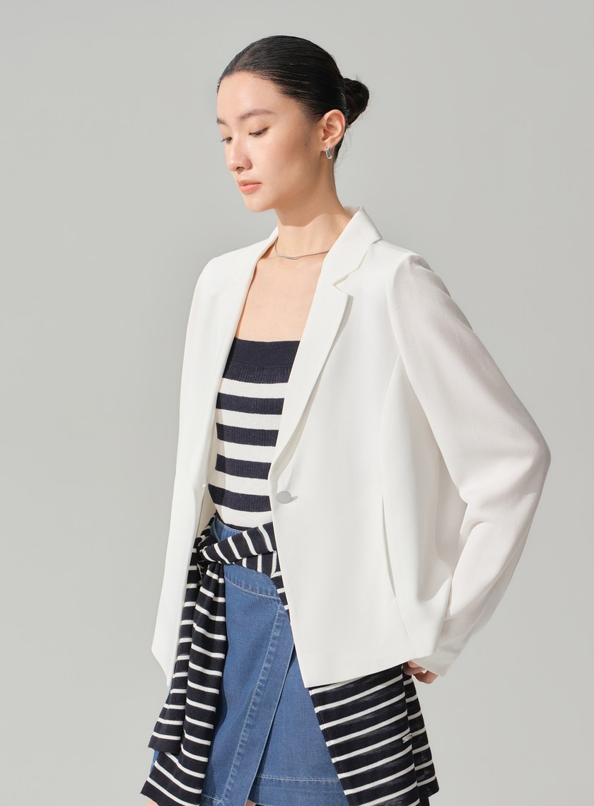 高級感醋酸不對稱西裝外套