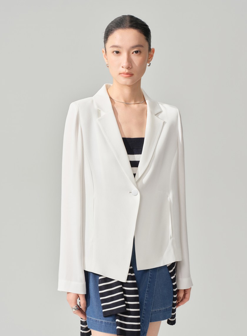 高級感醋酸不對稱西裝外套