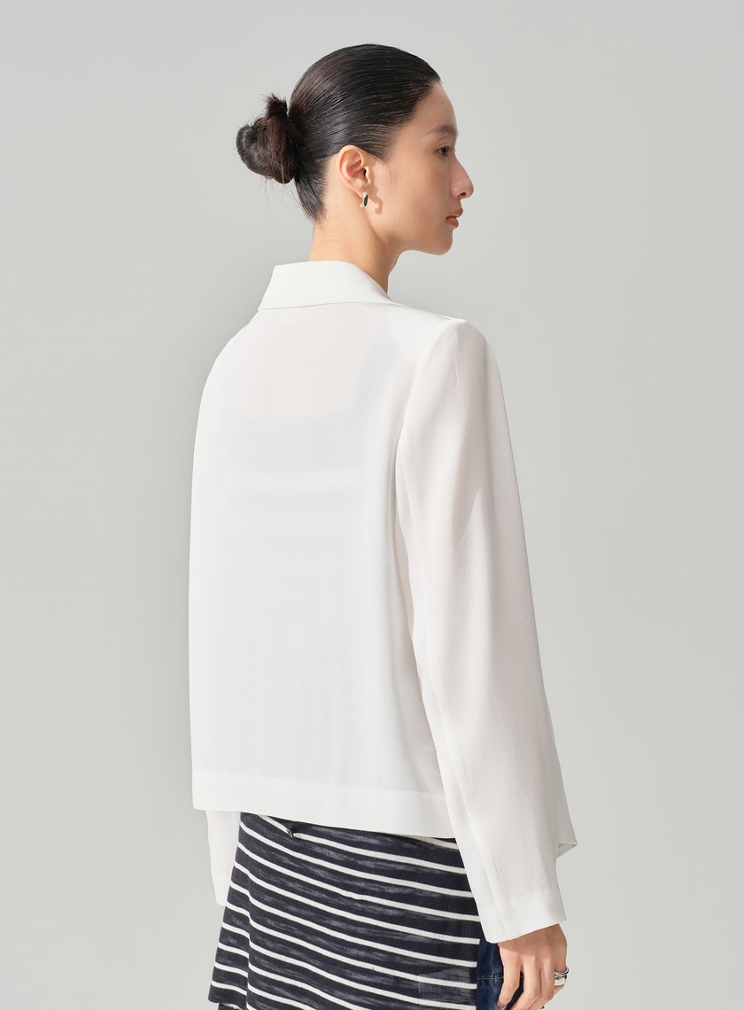 高級感醋酸不對稱西裝外套