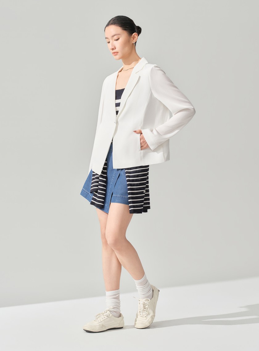 高級感醋酸不對稱西裝外套