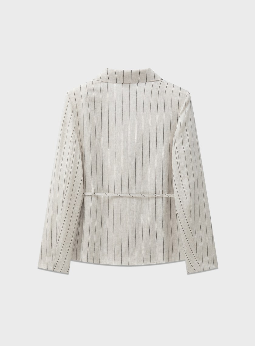 亞麻雙扣腰帶西裝外套