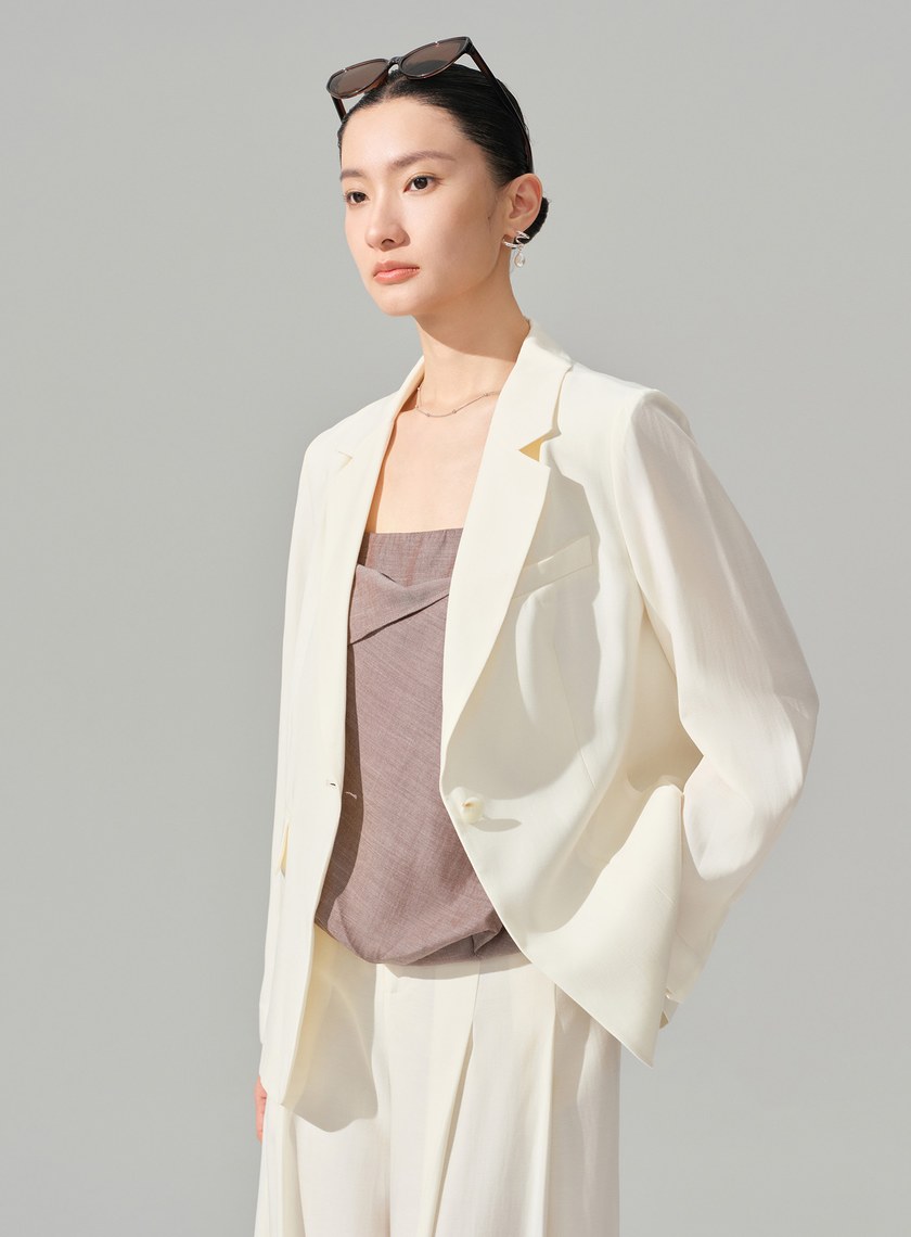 垂墜感不對稱西裝外套