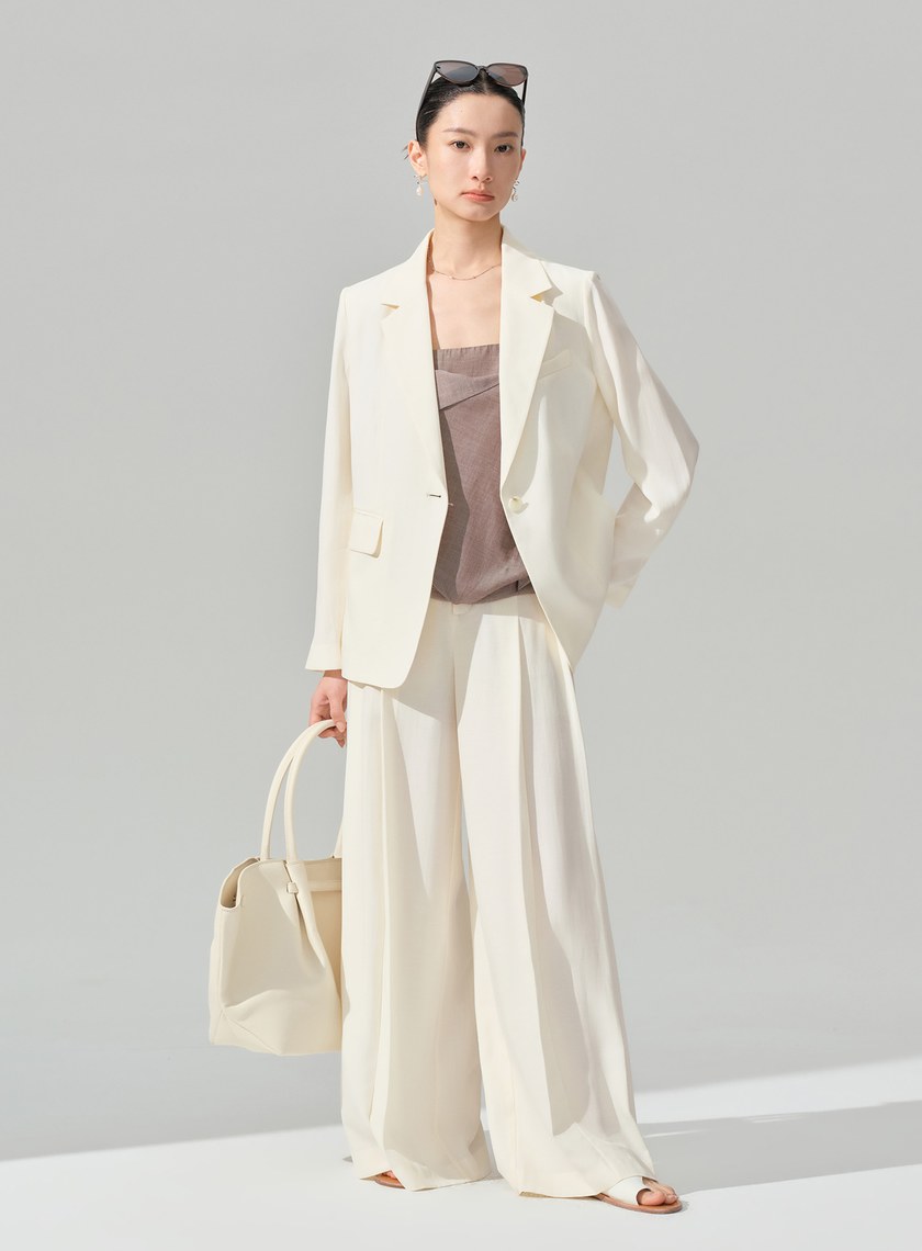 垂墜感不對稱西裝外套