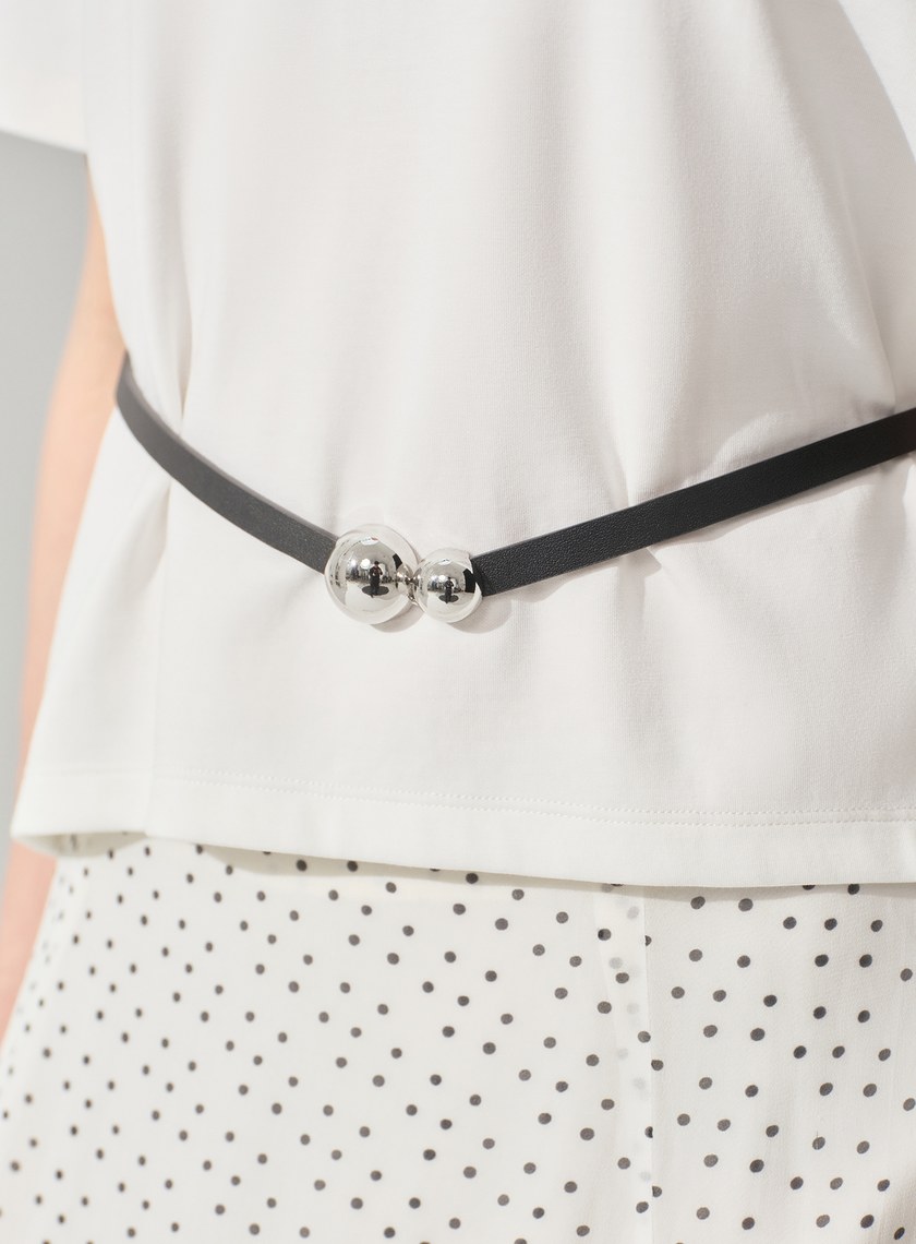 簡約不對稱半圓銀扣皮帶