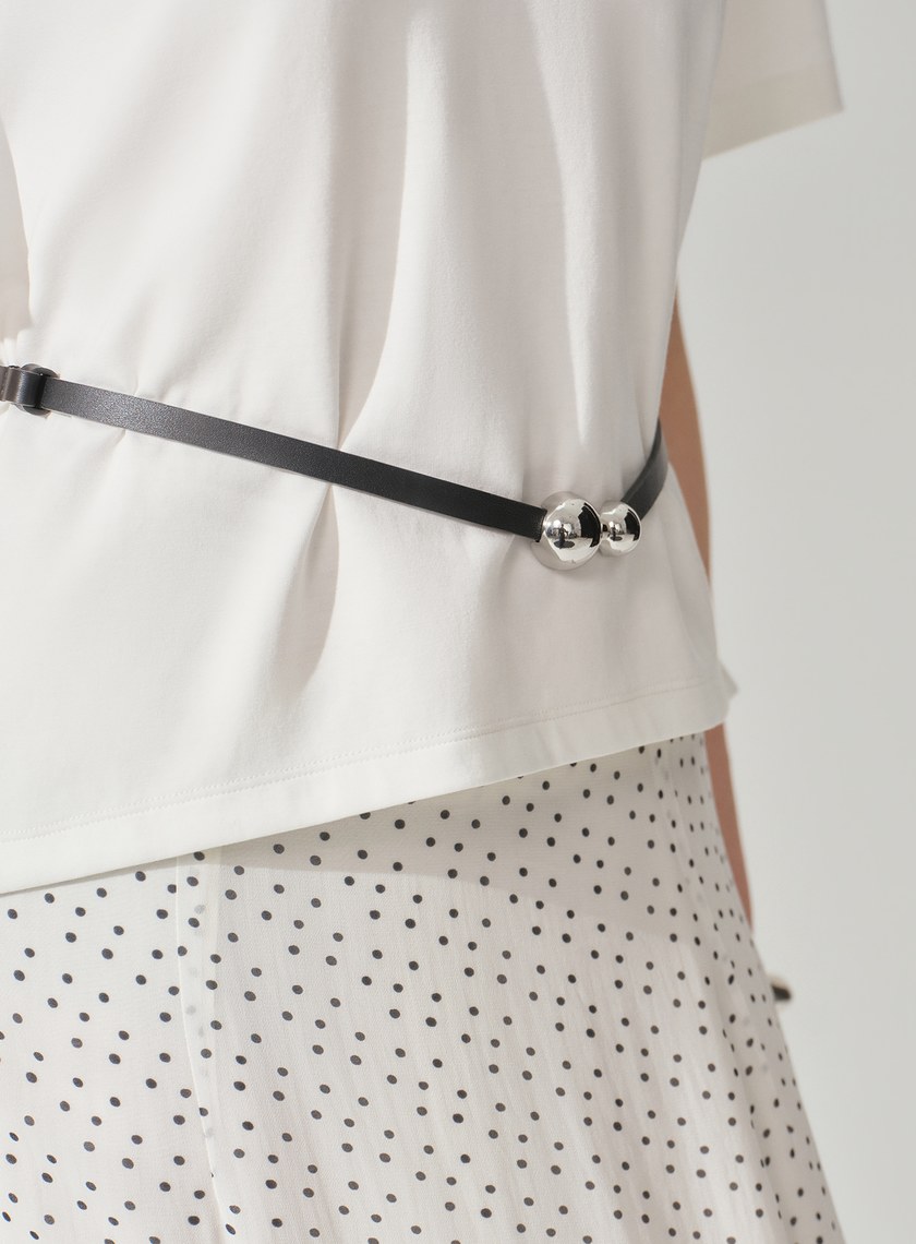 簡約不對稱半圓銀扣皮帶