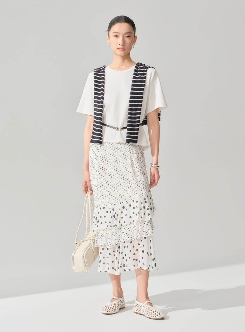 簡約不對稱半圓銀扣皮帶