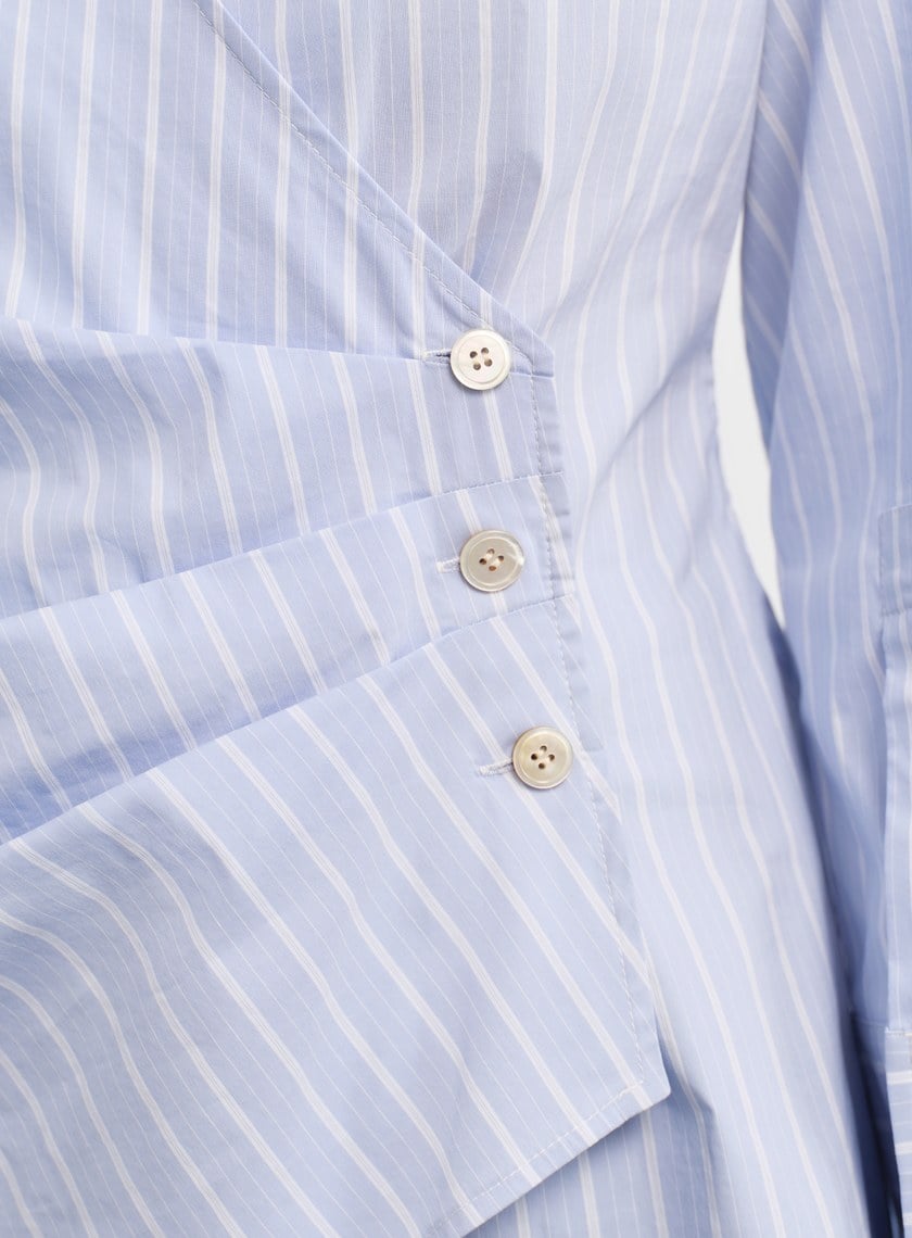 DISNEY｜V領條紋收腰開襟襯衫