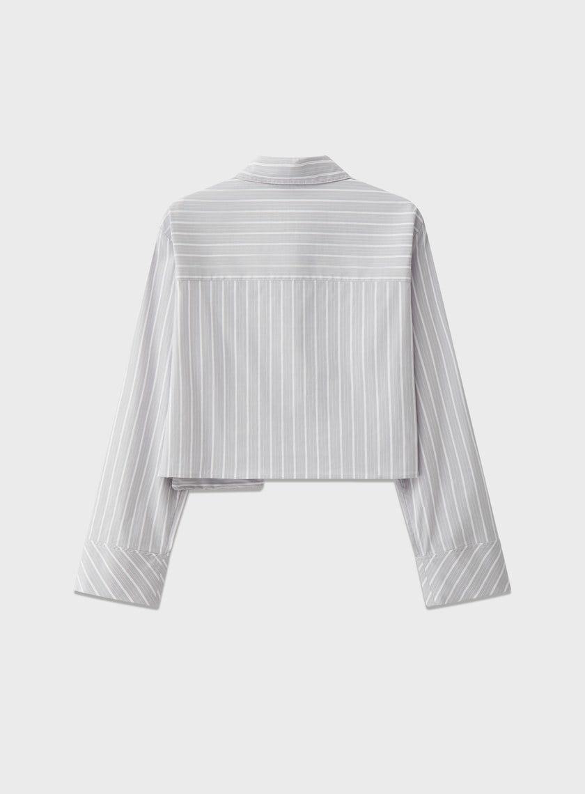 DISNEY｜橫豎條紋短版襯衫