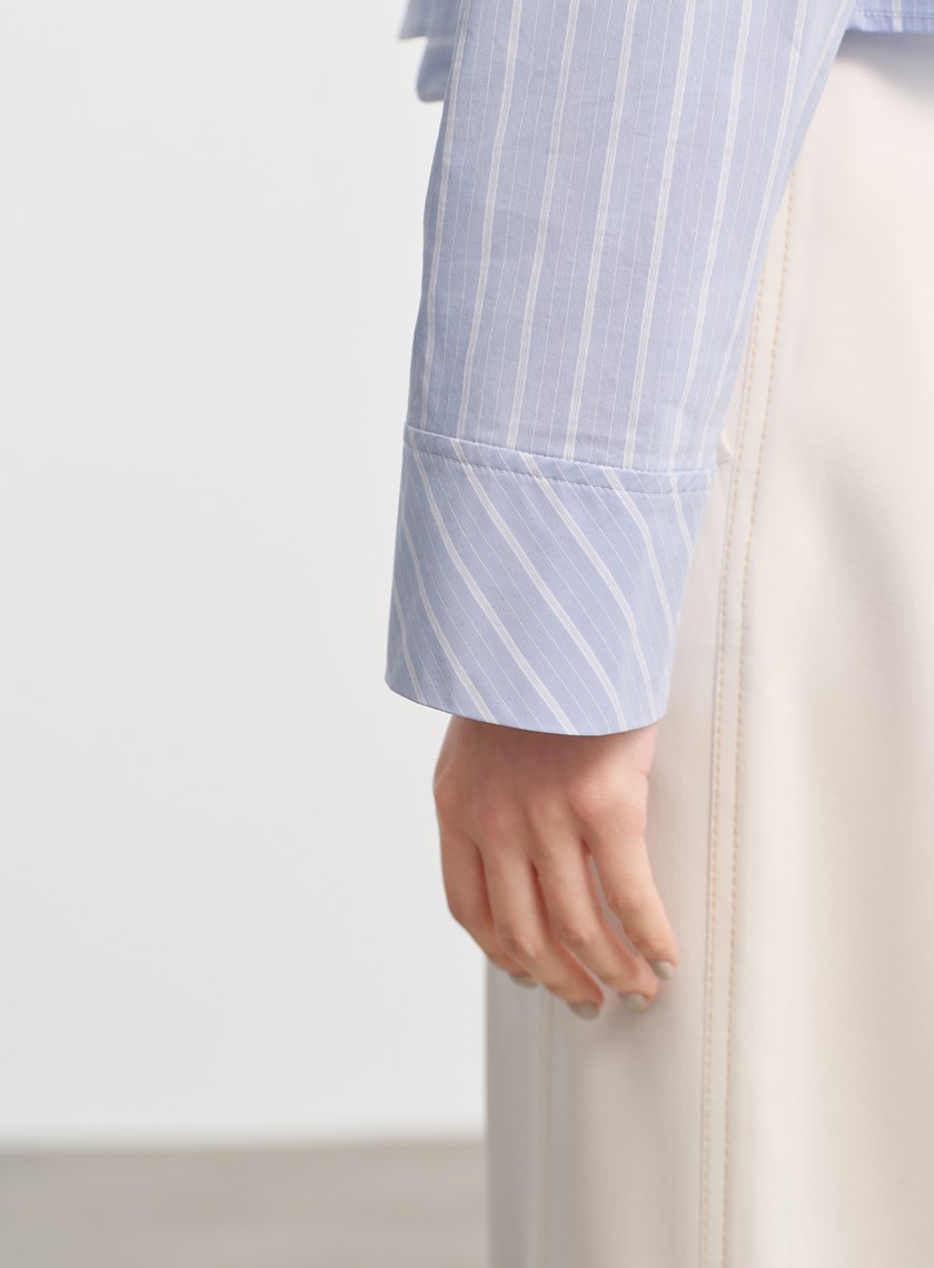 DISNEY|橫豎條紋短版襯衫