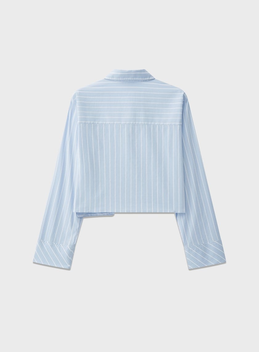 DISNEY|橫豎條紋短版襯衫