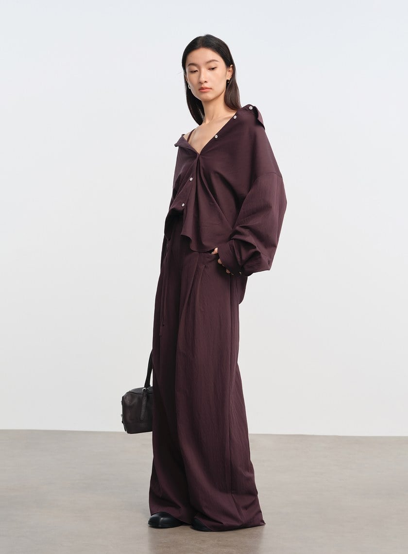 時髦兩穿式寬領襯衫