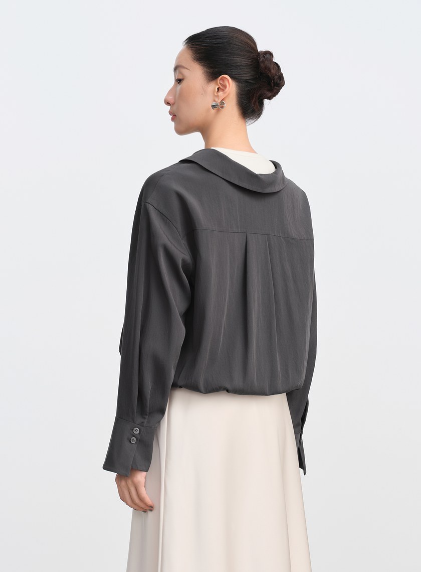 假兩件時髦光澤襯衫