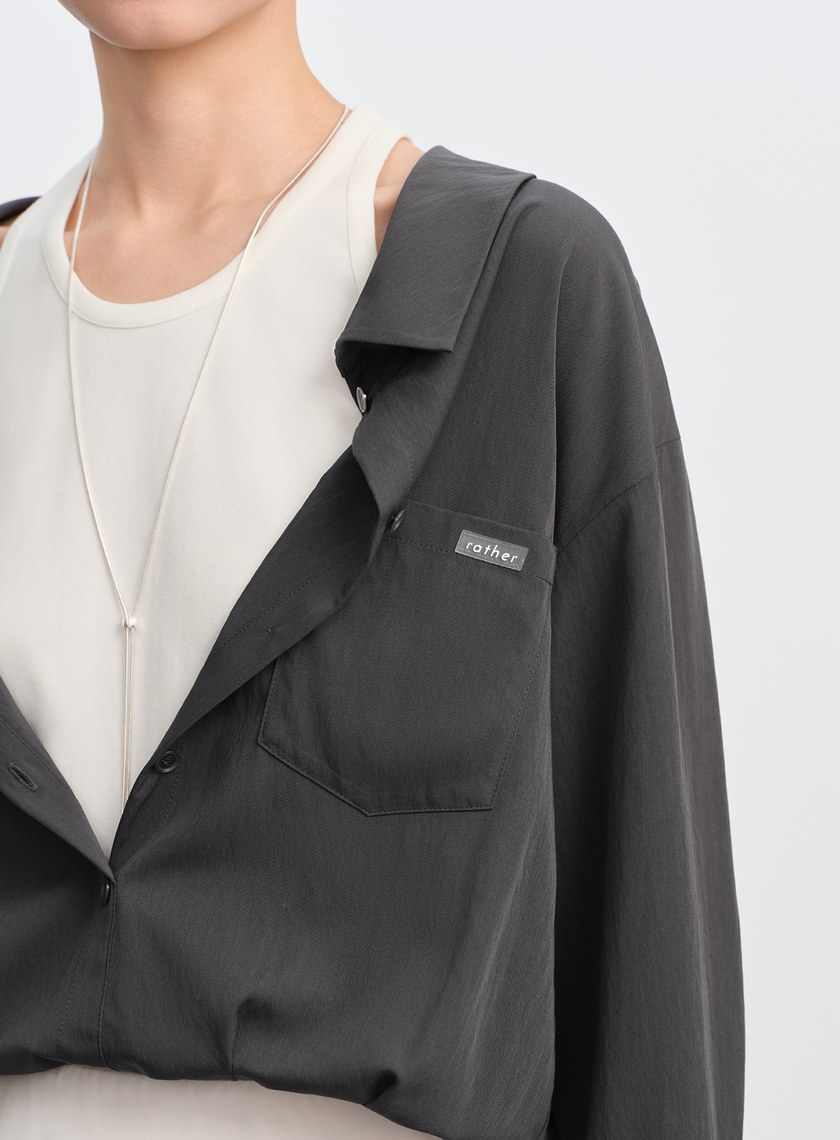 假兩件時髦光澤襯衫