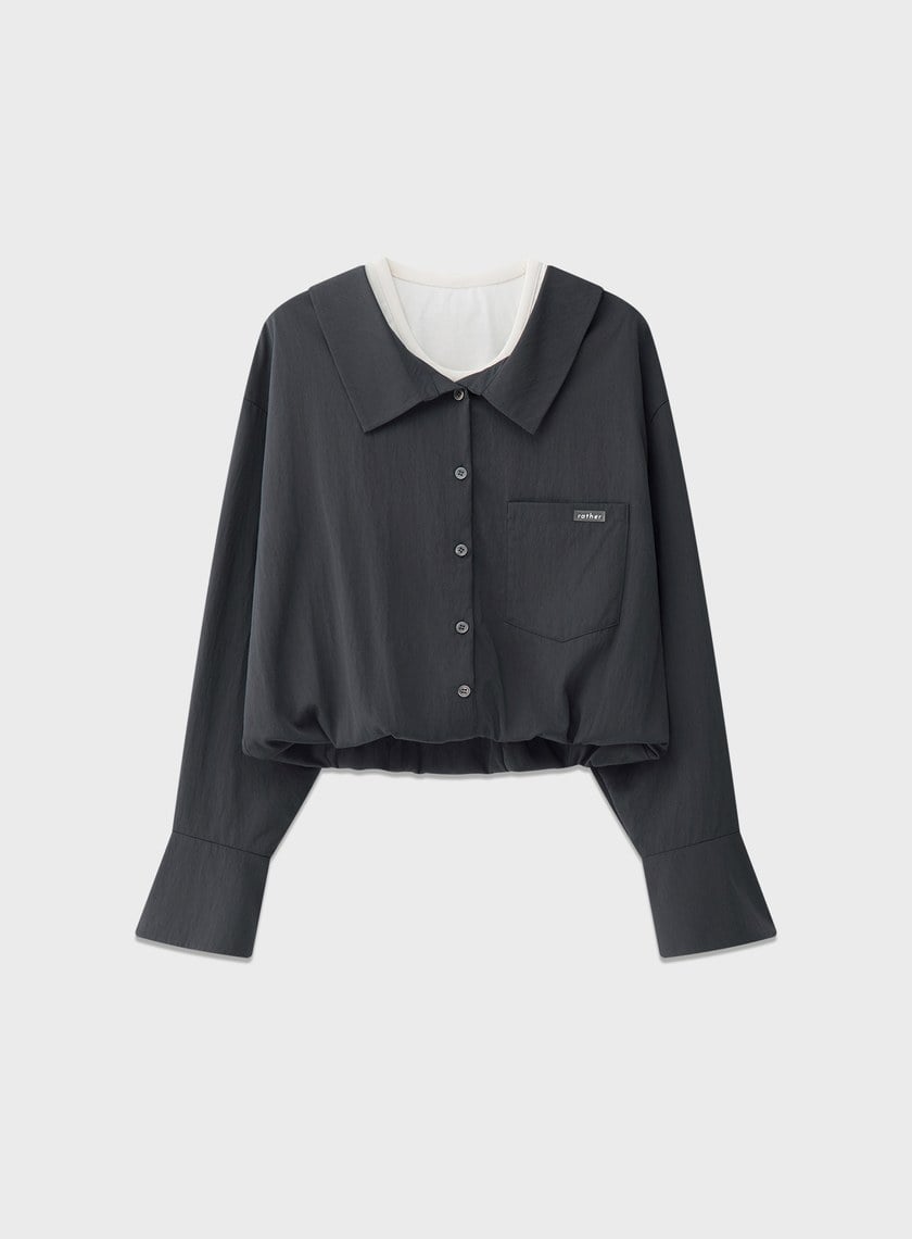 假兩件時髦光澤襯衫