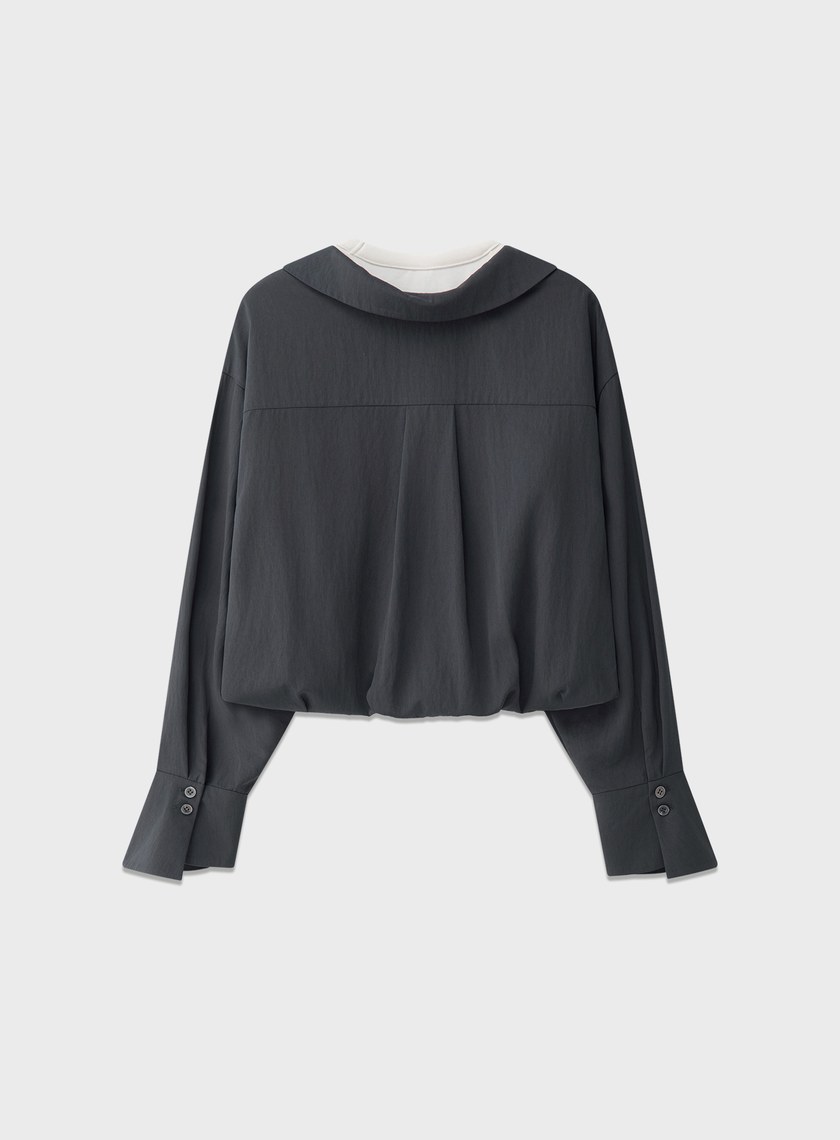 假兩件時髦光澤襯衫