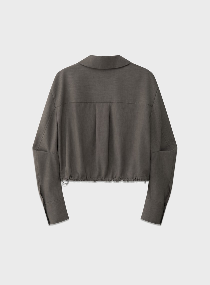 短版工裝貼帶襯衫