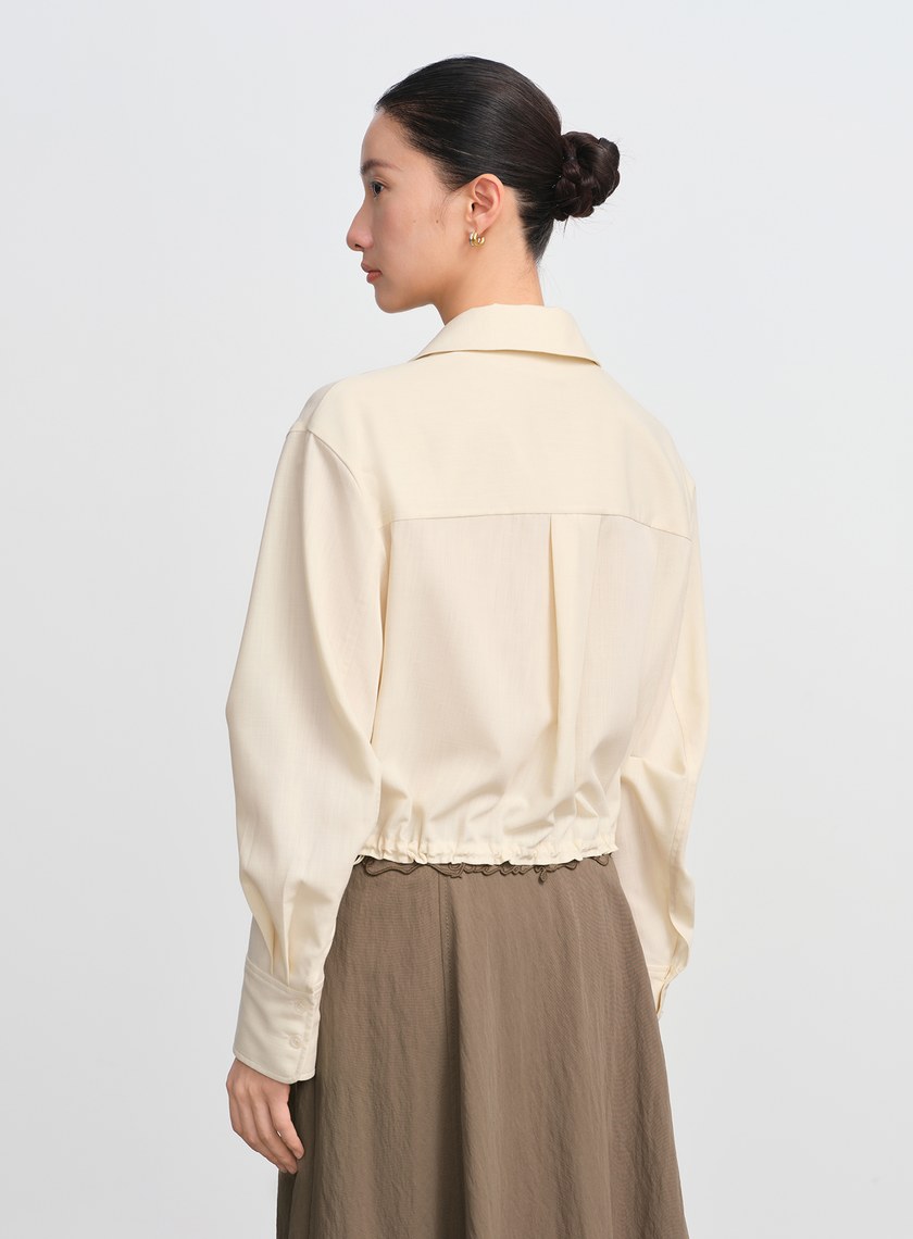 短版工裝貼帶襯衫