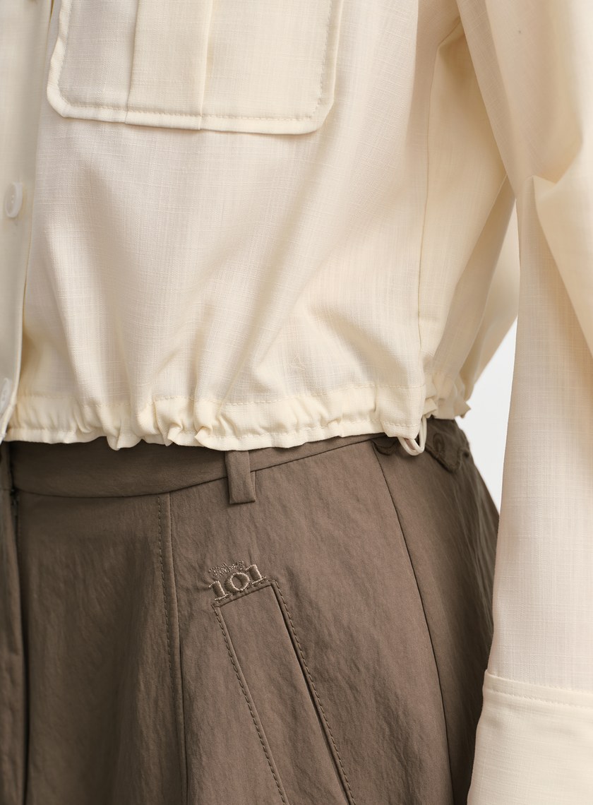 短版工裝貼帶襯衫