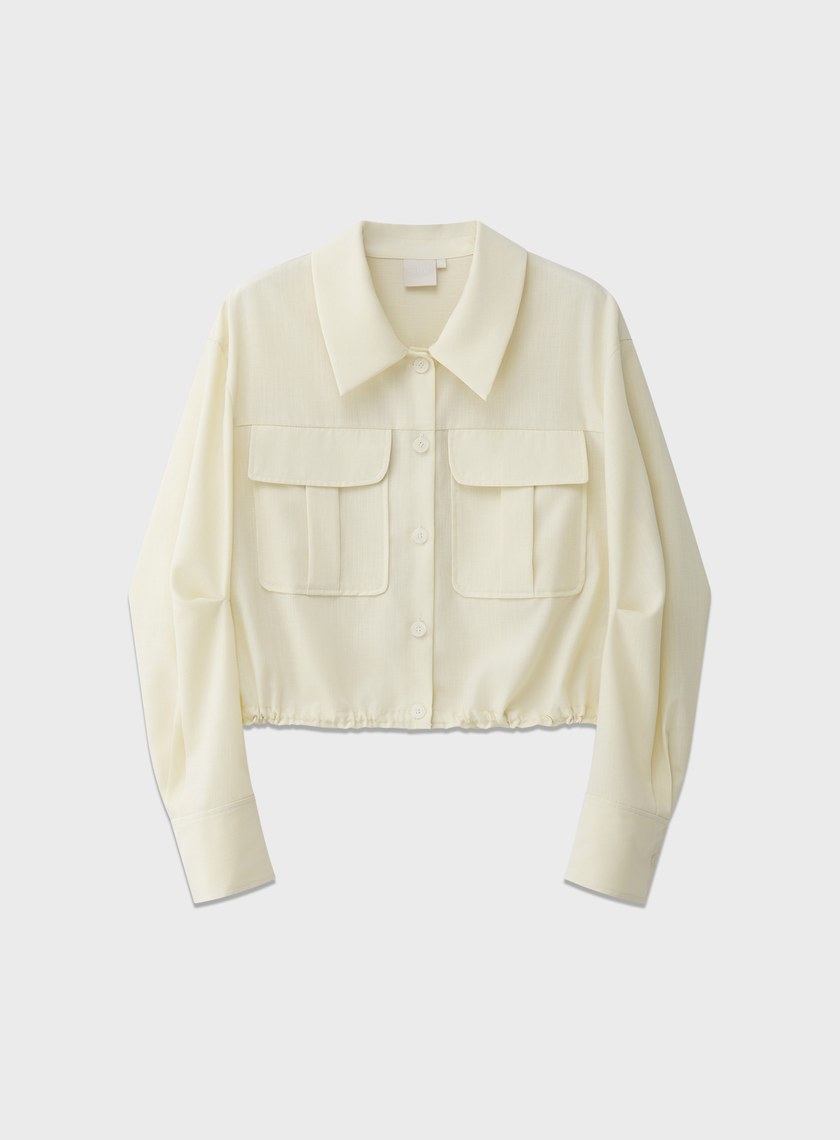 短版工裝貼帶襯衫