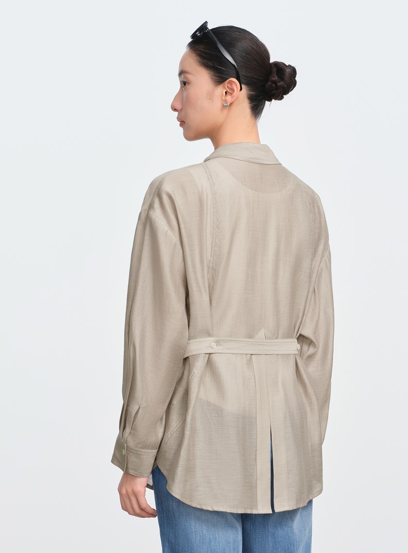 霧面附腰帶防曬襯衫