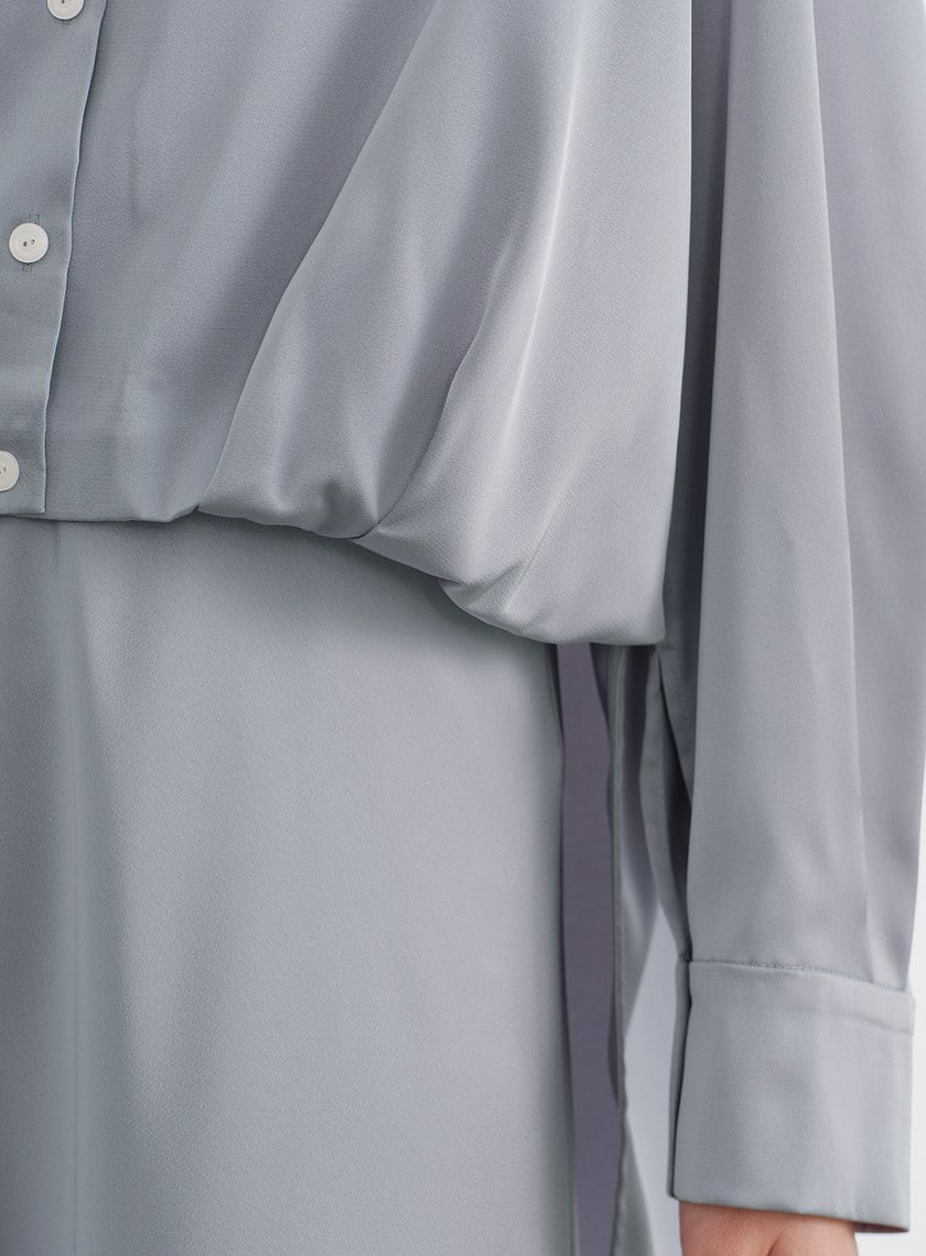 復古尖領緞面襯衫