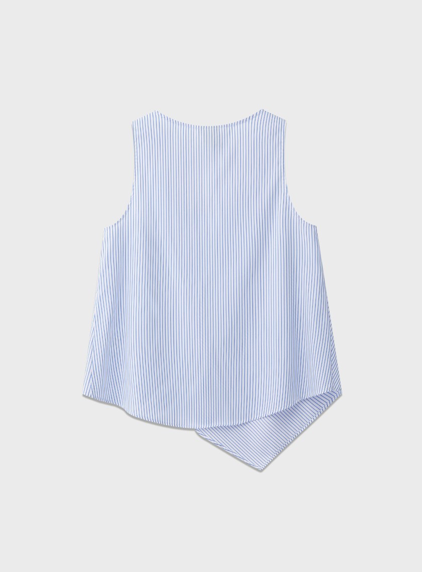 條紋不對稱無袖上衣