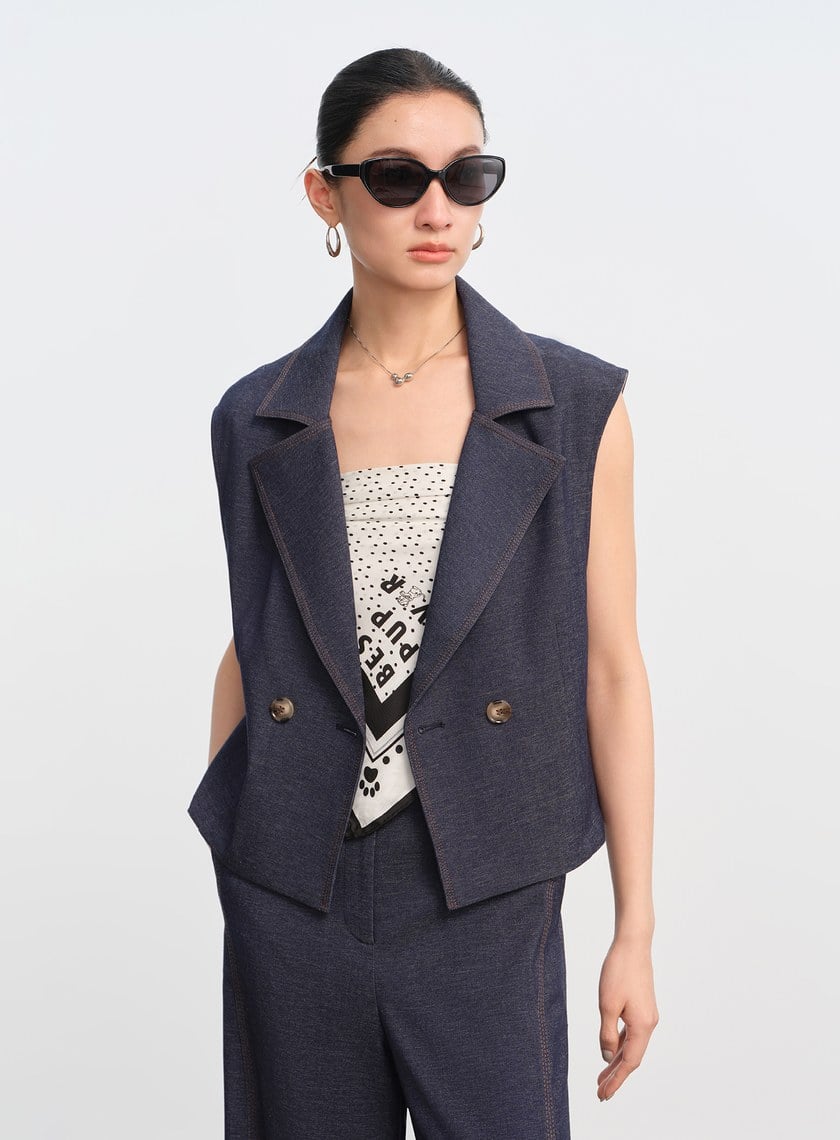 DISNEY｜復古仿丹寧短版背心