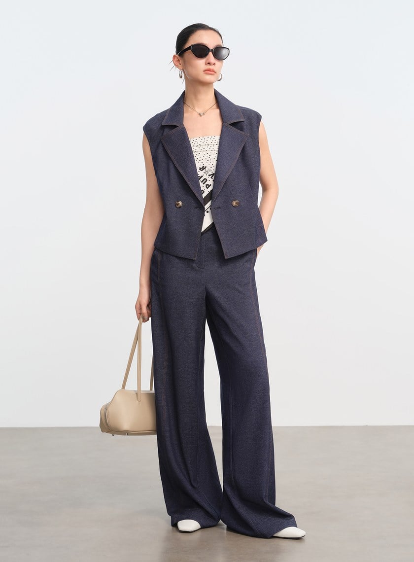 DISNEY｜復古仿丹寧短版背心