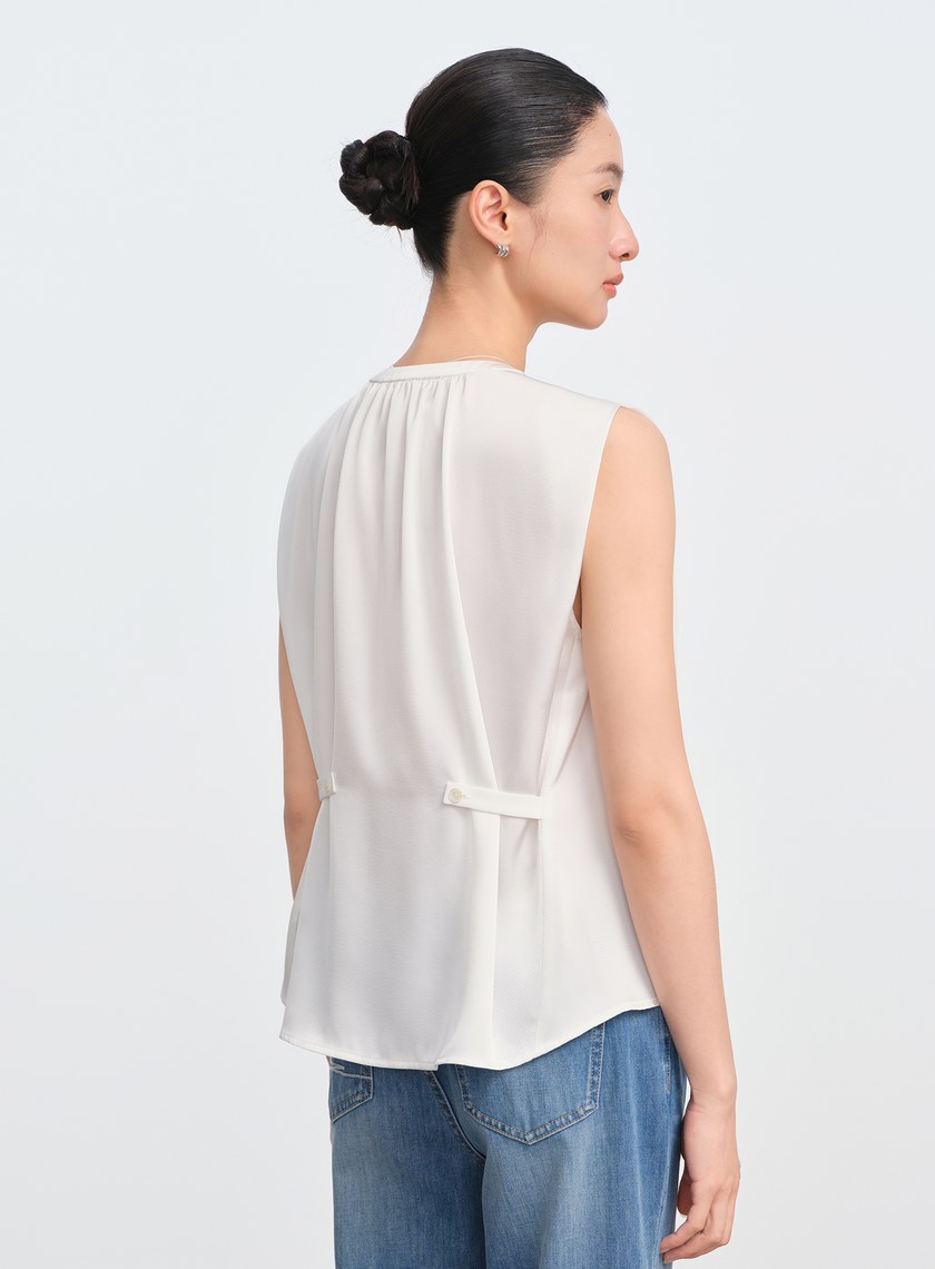 緞面荷葉無袖上衣