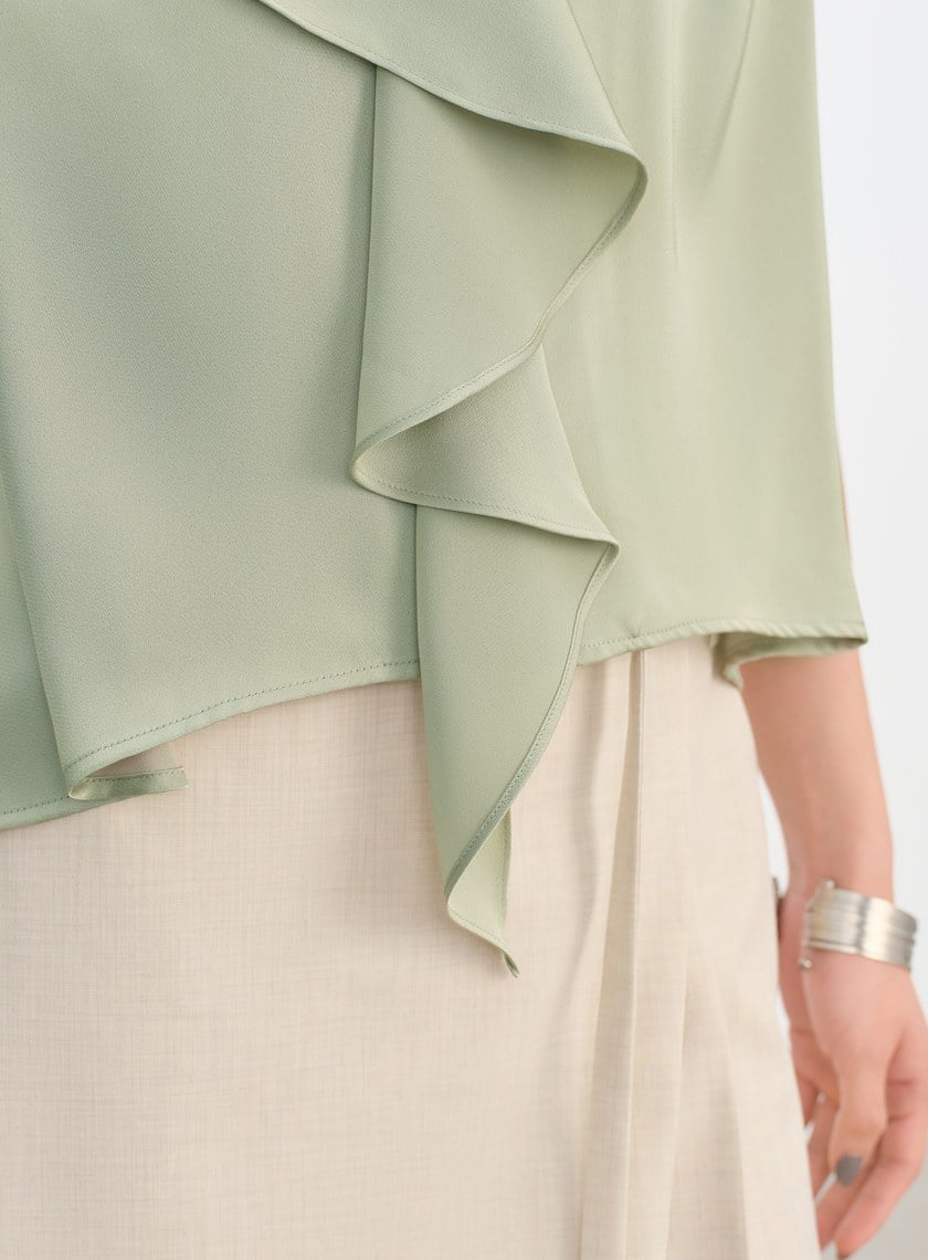 緞面荷葉無袖上衣