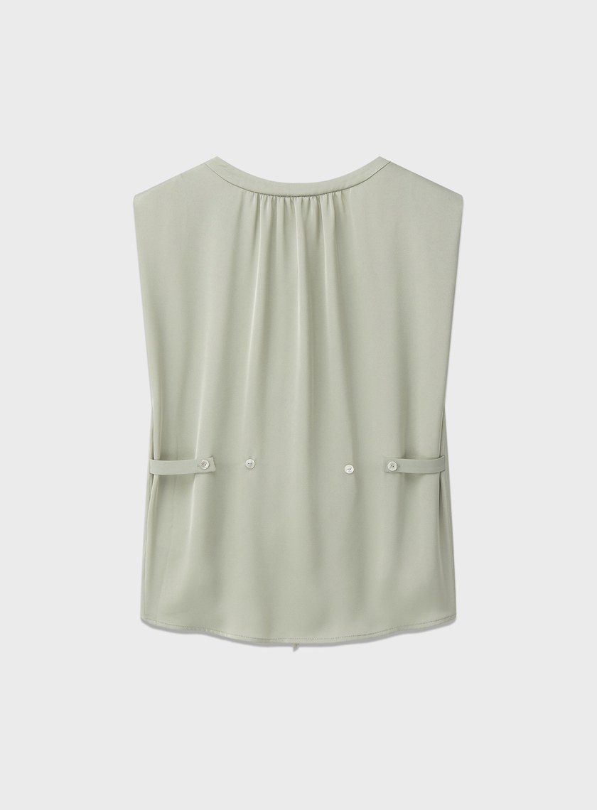 緞面荷葉無袖上衣