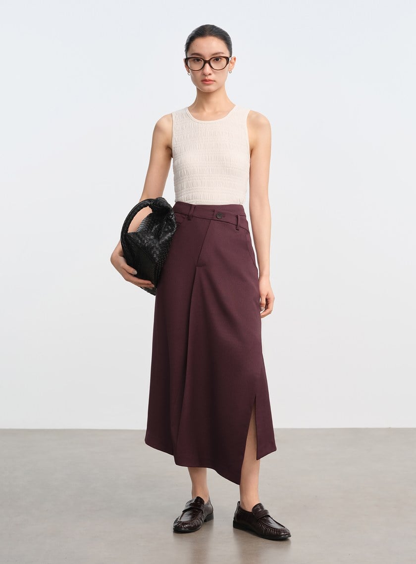 立體不對稱剪裁A字裙