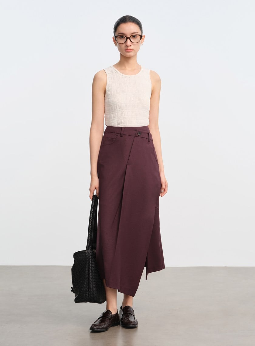 立體不對稱剪裁A字裙