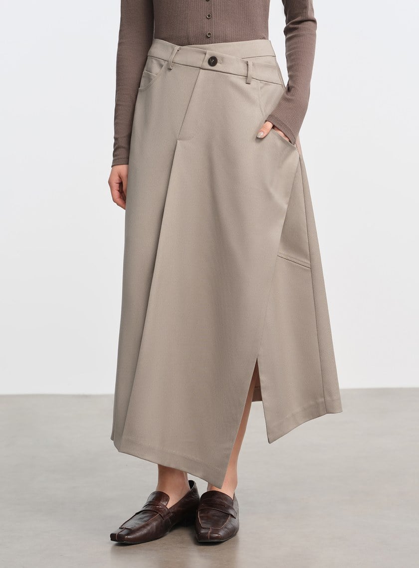 立體不對稱剪裁A字裙