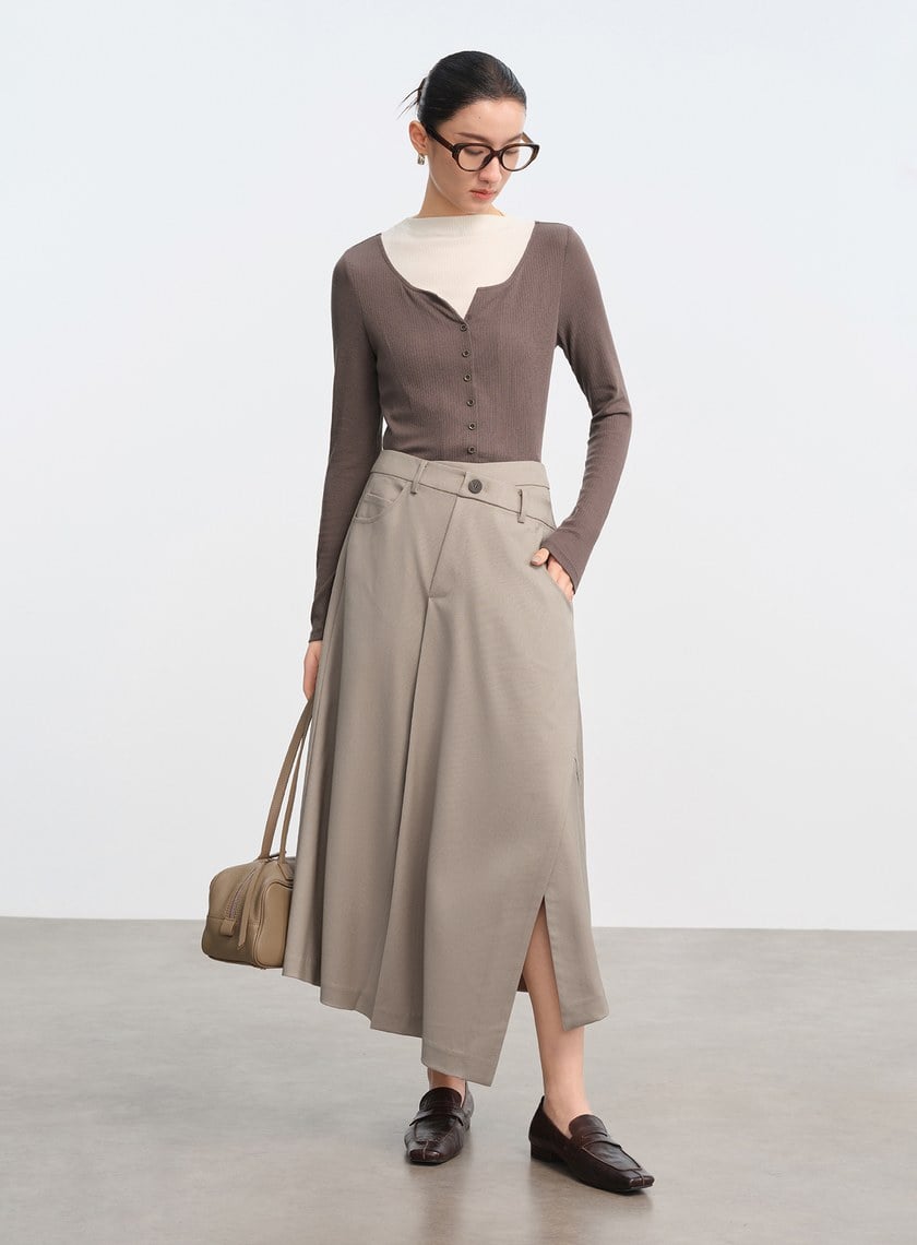 立體不對稱剪裁A字裙