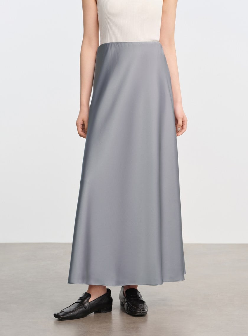 復古緞面高腰長裙