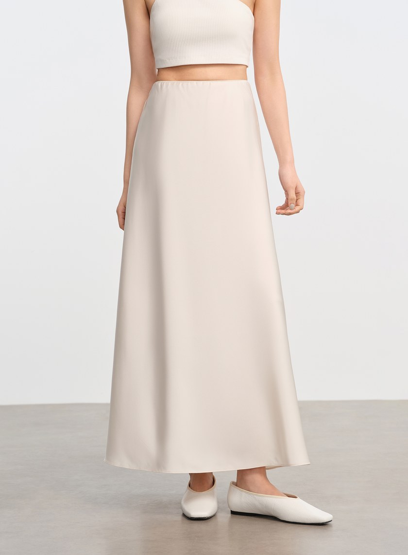 復古緞面高腰長裙