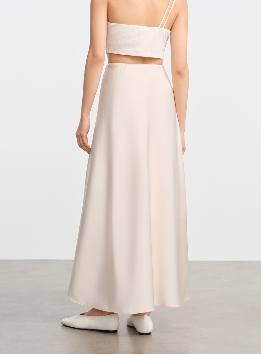 復古緞面高腰長裙