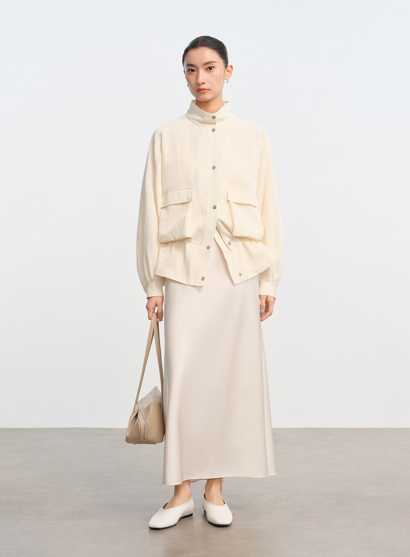 復古緞面高腰長裙