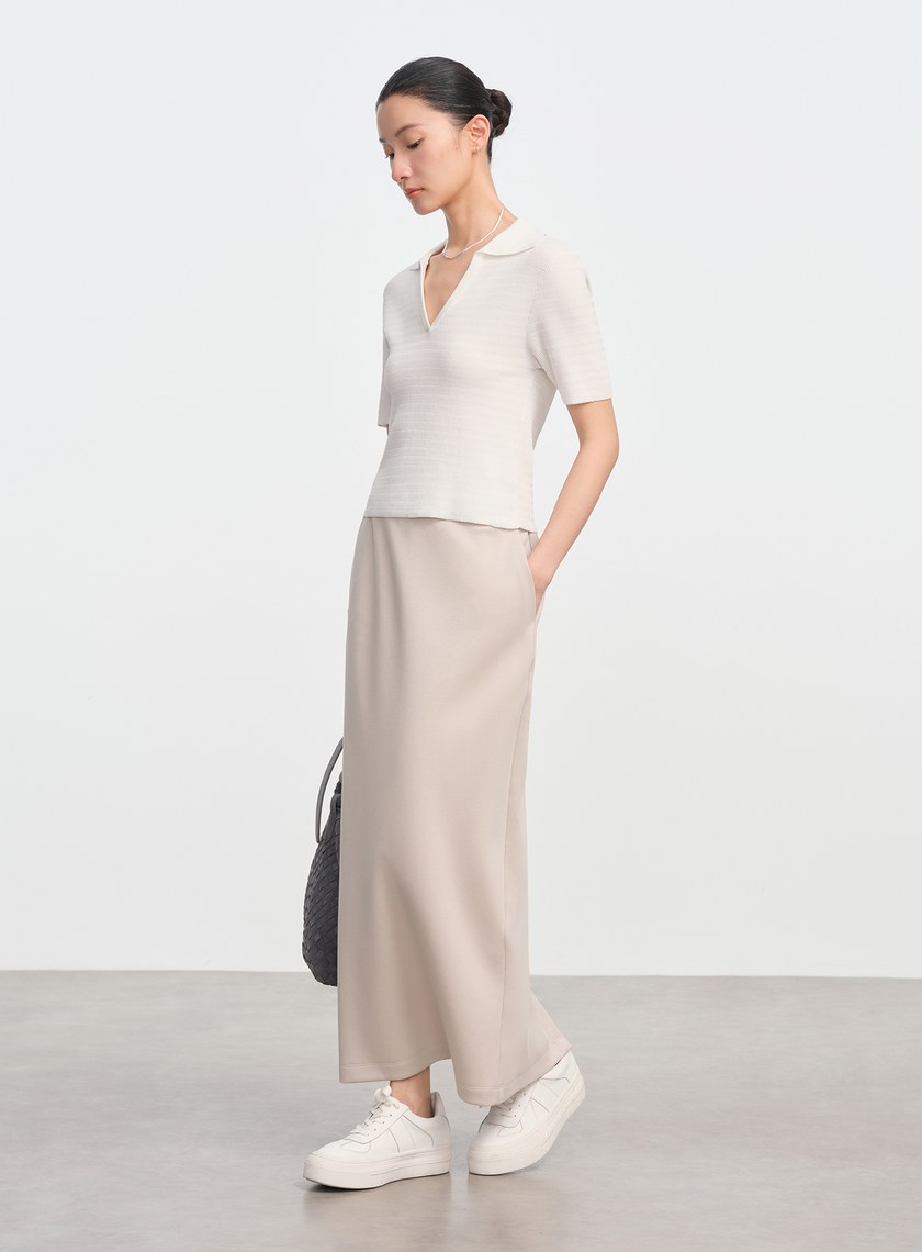 空氣層垂墜針織長裙